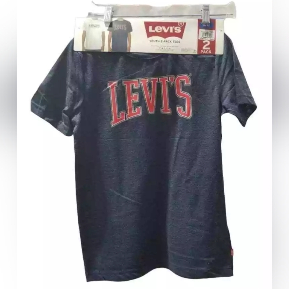 Levi's Youth Boy's 2 Pack Tees, Size Large (10/12) White/Navy MSRP $36